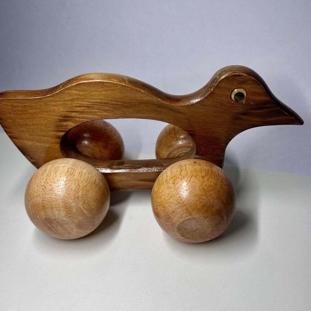 Vintage Wooden Duck Massager Roller Handheld Wood Back Muscle Tension Toy